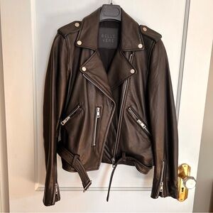 BELLE VERE Chocolate Leather Biker Jacket